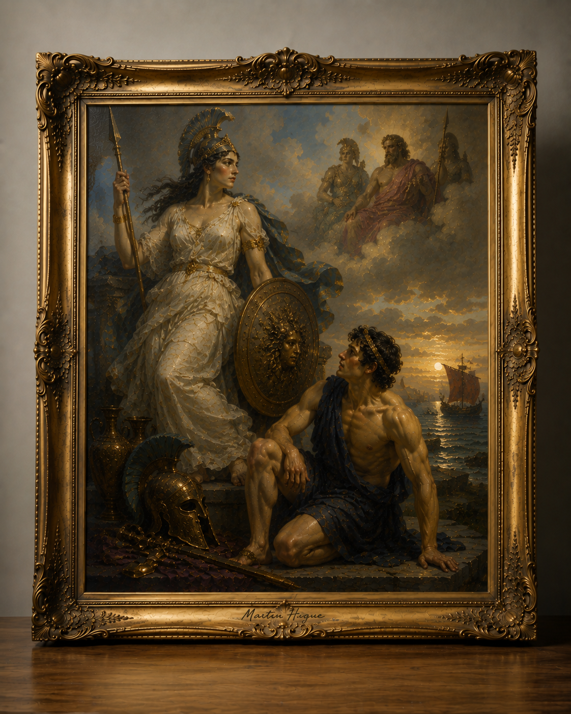 Ornate Mythological Painting in Gold Frame