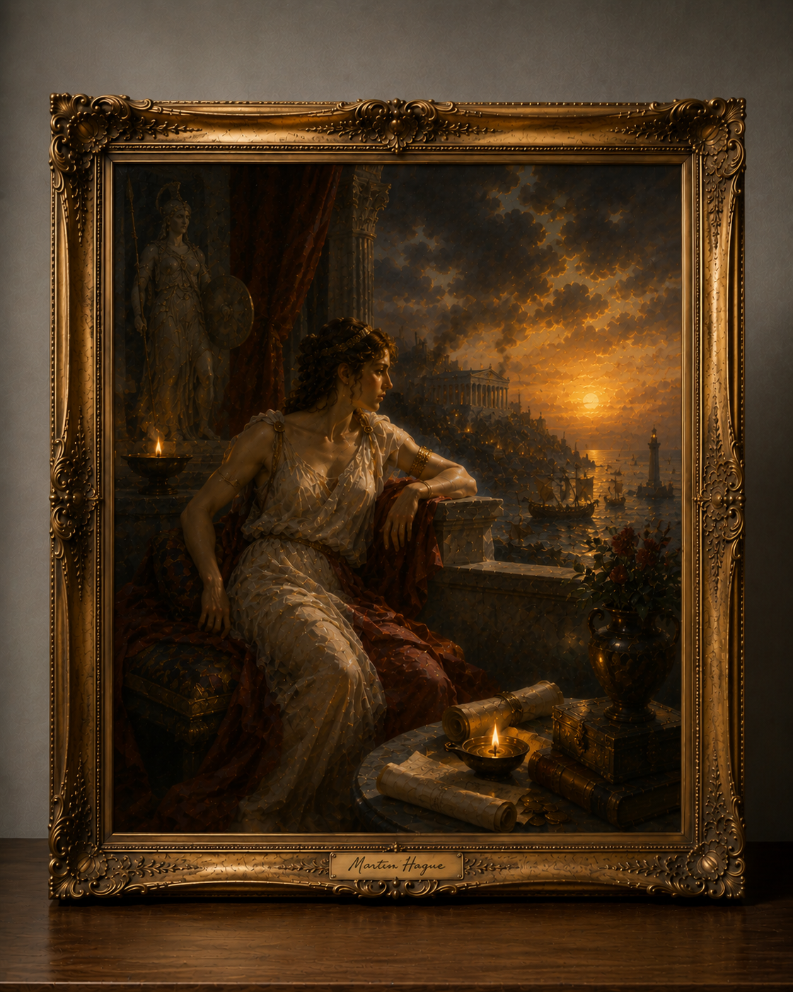 Ornate Sunset Harbor Painting