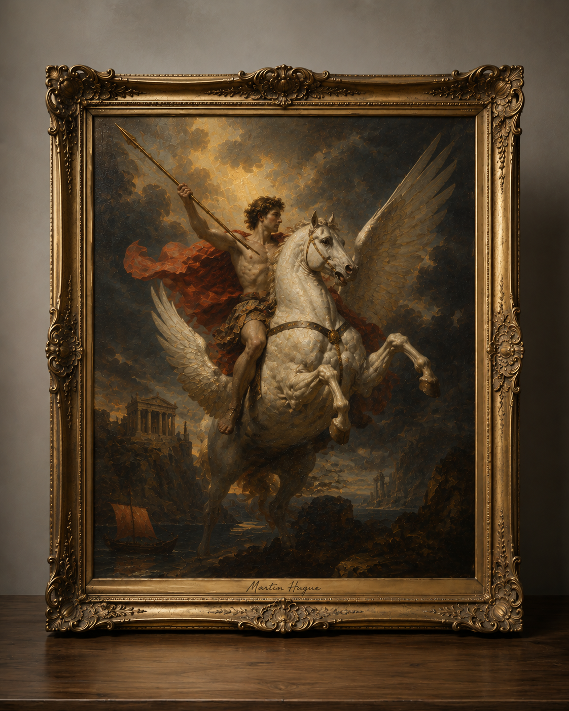 Pegasus Rider in a Gilded Frame