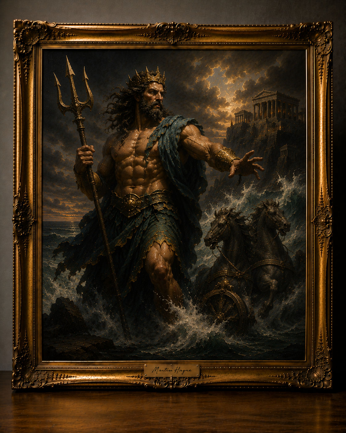 Poseidon’s Stormy Golden Seascape