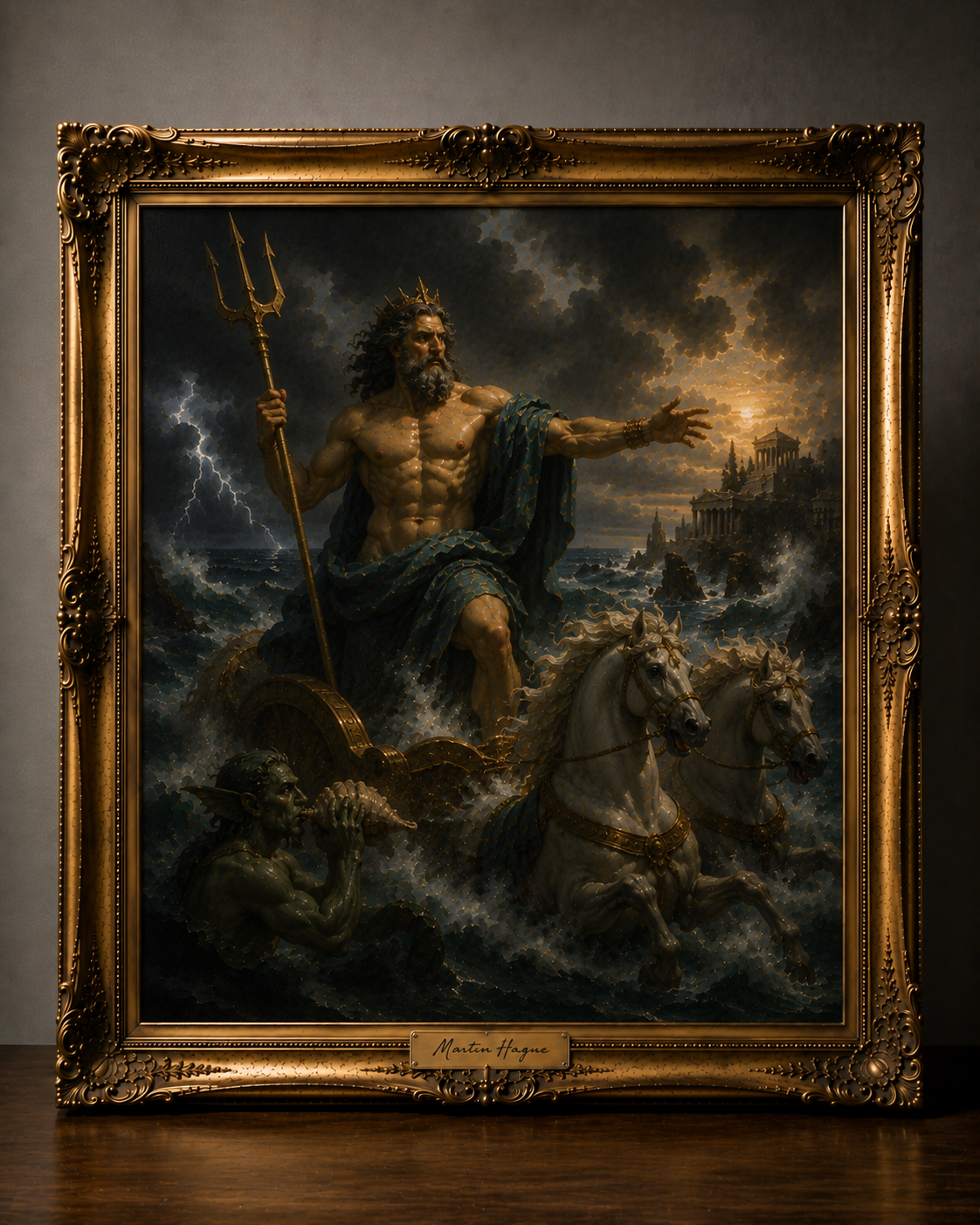 Sea God in the Stormy Baroque Seascape